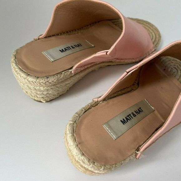Matt & Nat Alo Pink Leather Slip On Espadrille Women 6 Clog Mules Wedge Slip On - Picture 4 of 10